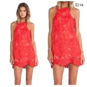 Lovers + Friends Caspin Lace Mini Dress Red